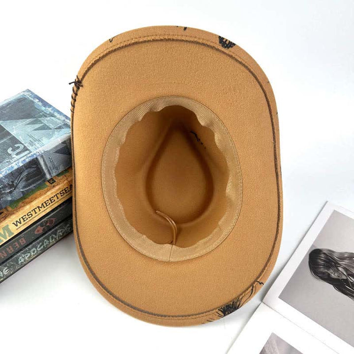 Western Cowboyhut mit Sonnenblumen-Federdekor und ethnischem Riemen