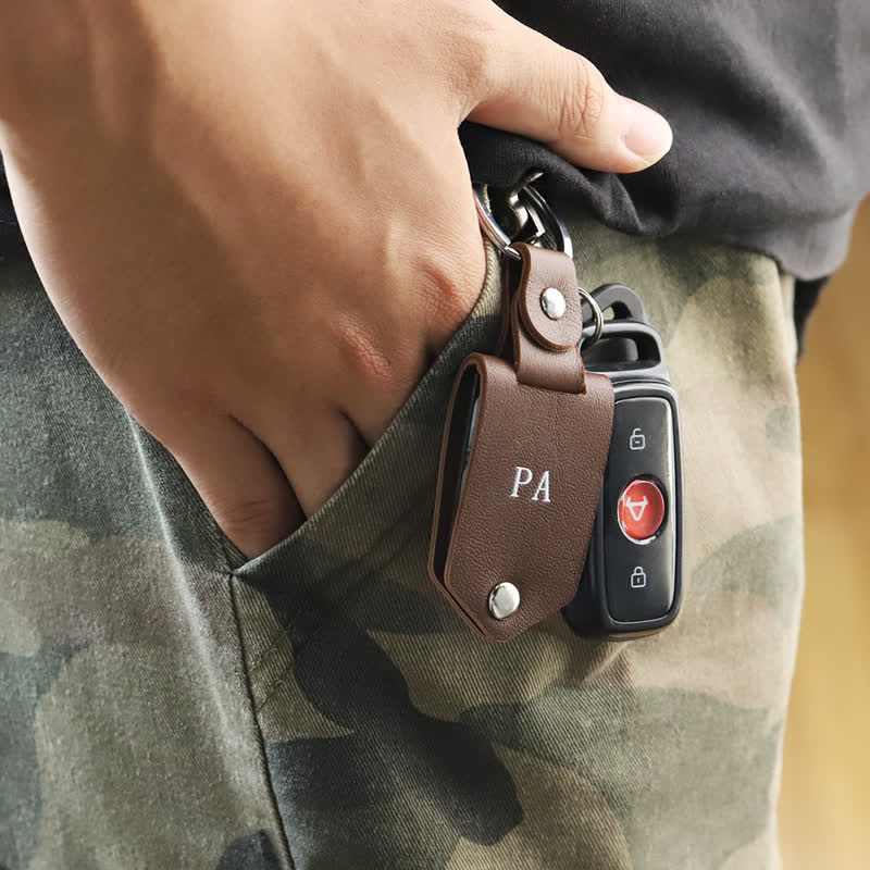 Kreativer Leder-Schlüsselanhänger mit individuellem Foto- und Textaufdruck