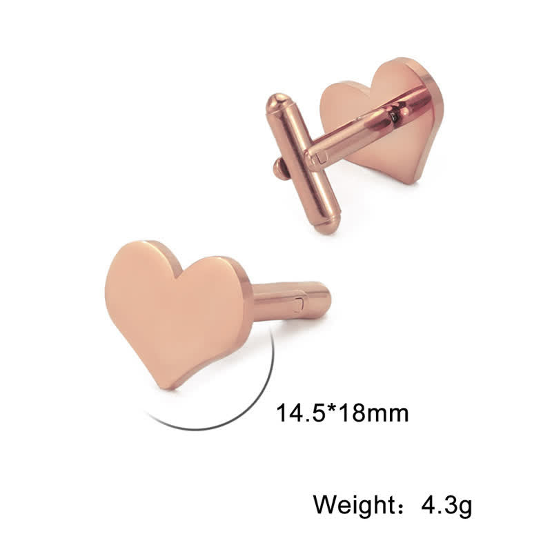 1 Paar Manschettenknöpfe mit Laser-Sonderbuchstaben, quadratisch, rund, Herzform - Herz - Roségold - image 5