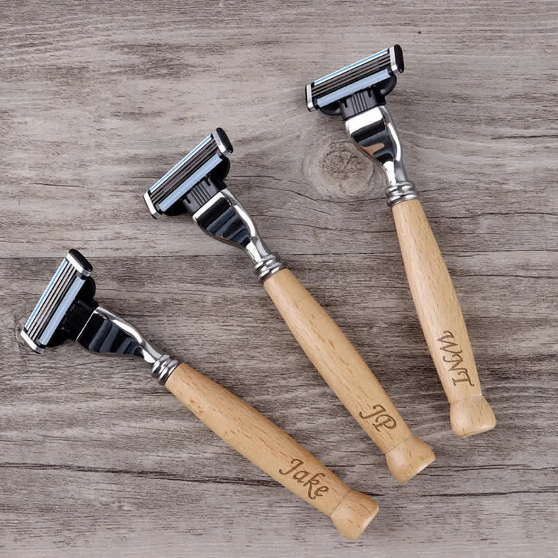 3-teiliges Rasiermesser-Set mit individuellem Namen für Trauzeugen, Souvenirs, mit Holzbox - image 5