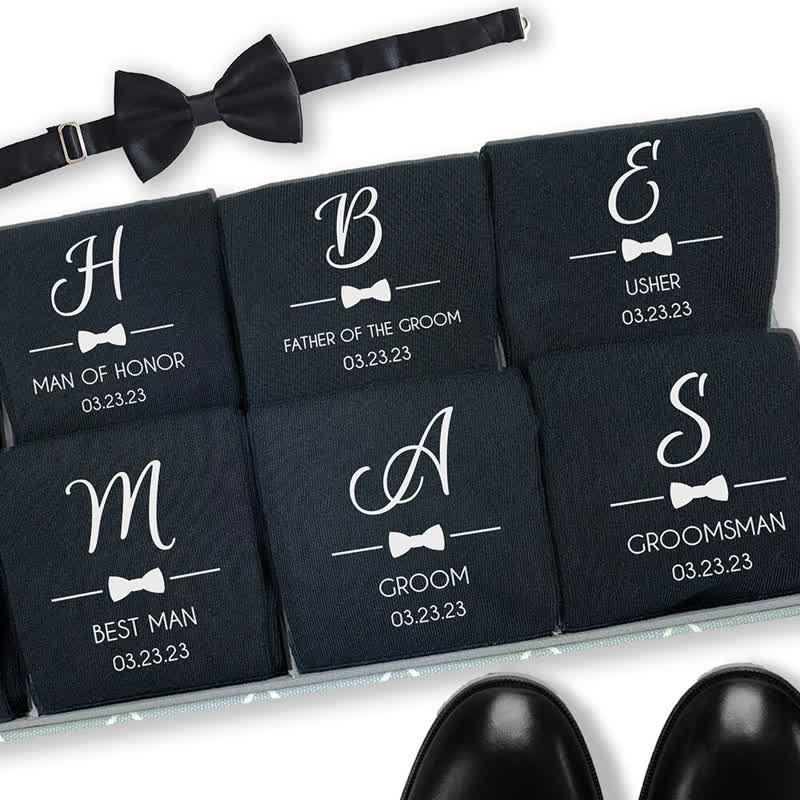 Herren benutzerdefinierte Name schwarz Trauzeugen Hochzeit Crew Socken