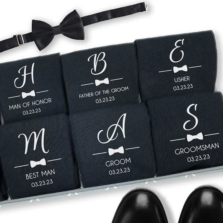 Herren benutzerdefinierte Name schwarz Trauzeugen Hochzeit Crew Socken