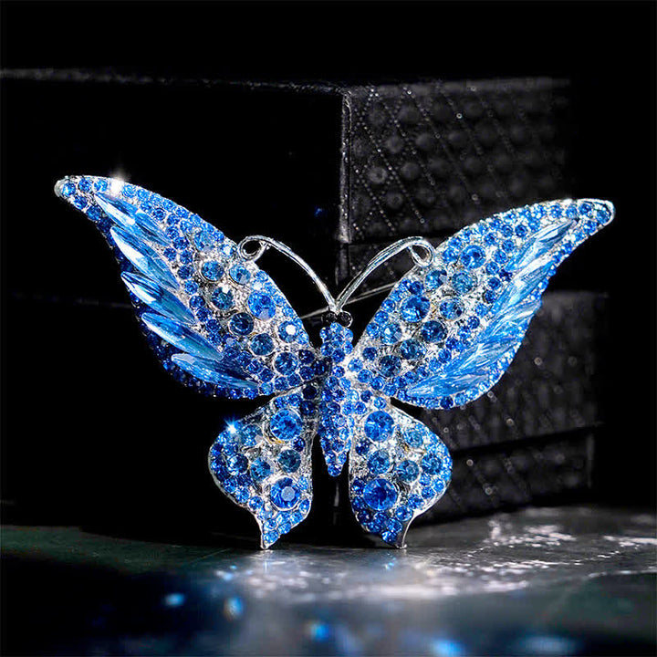 Vintage Schmetterling Kristallbrosche für Frauen - Blau - image 6