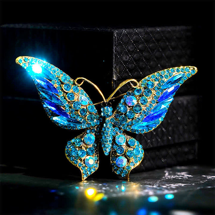 Vintage Schmetterling Kristallbrosche für Frauen - Himmelblau - image 7