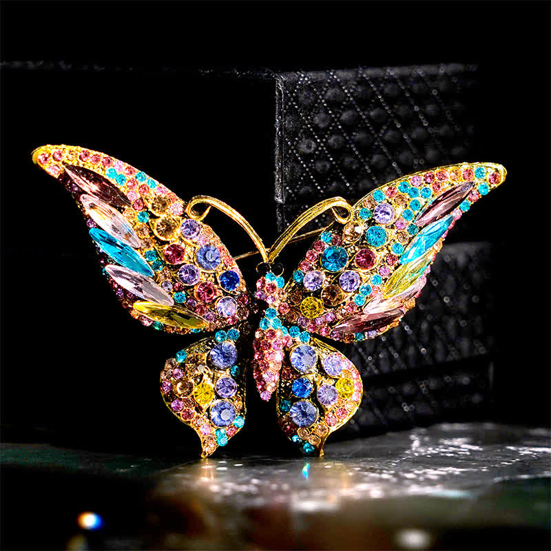 Vintage Schmetterling Kristallbrosche für Frauen - Farbig - image 0