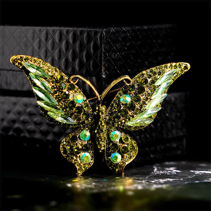 Vintage Schmetterling Kristallbrosche für Frauen - Grün - image 5