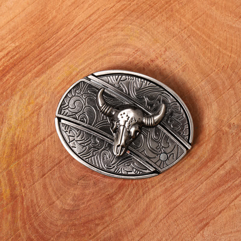 Herren DIY Longhorn Bull Verstecktes Klappmesser Ledergürtel