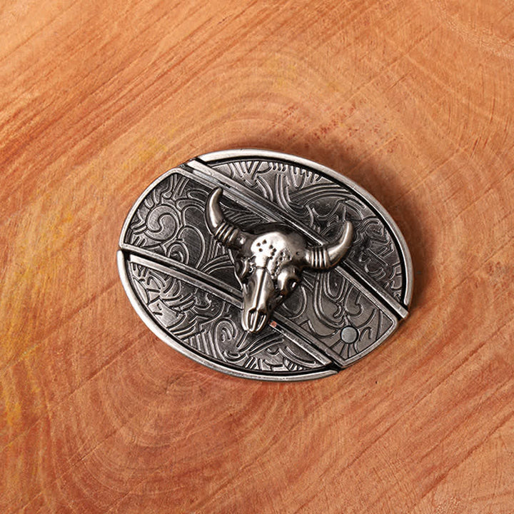 Herren DIY Longhorn Bull Verstecktes Klappmesser Ledergürtel