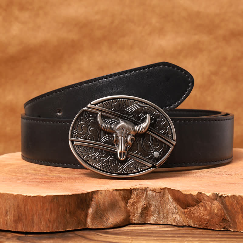 Herren DIY Longhorn Bull Verstecktes Klappmesser Ledergürtel