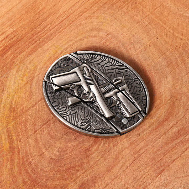 Herren DIY Dual Gun Verstecktes Klappmesser Ledergürtel