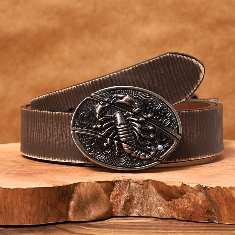 DIY Skorpion verstecktes Klappmesser für Herren, Ledergürtel - Skorpion - Brauner Distressed-Gürtel - 42 - image 9