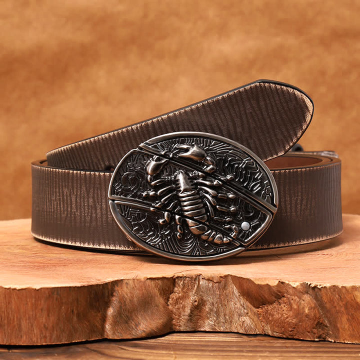 DIY Skorpion verstecktes Klappmesser für Herren, Ledergürtel - Skorpion - Brauner Distressed-Gürtel - 42 - image 9