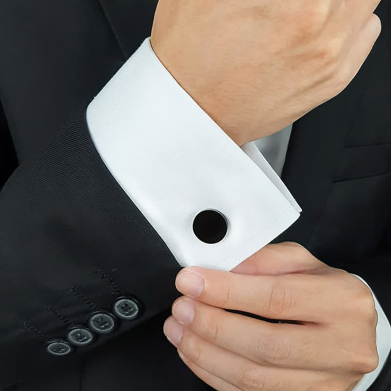 1 Paar lasergravierte, runde Anzug-Manschettenknöpfe - image 1