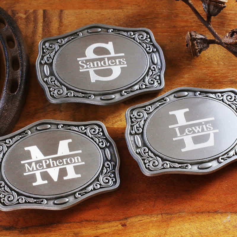 Antiker silberner Ledergürtel mit individueller Monogramm-Namensschnalle - image 0