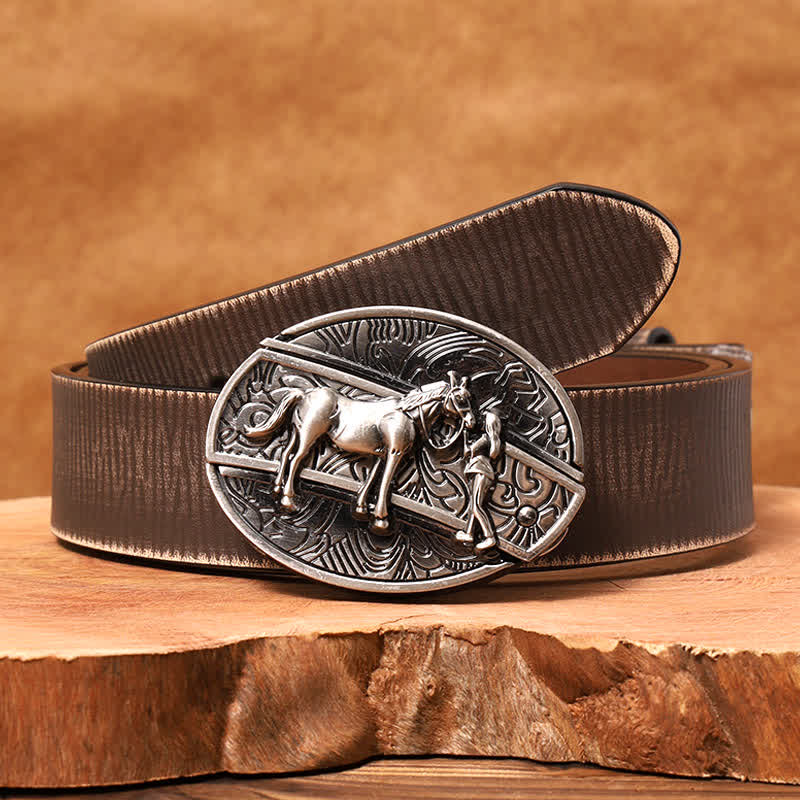 Herren DIY Cowgirl Verstecktes Klappmesser Ledergürtel - Cowgirl - Brauner Distressed-Gürtel - 42 - image 9
