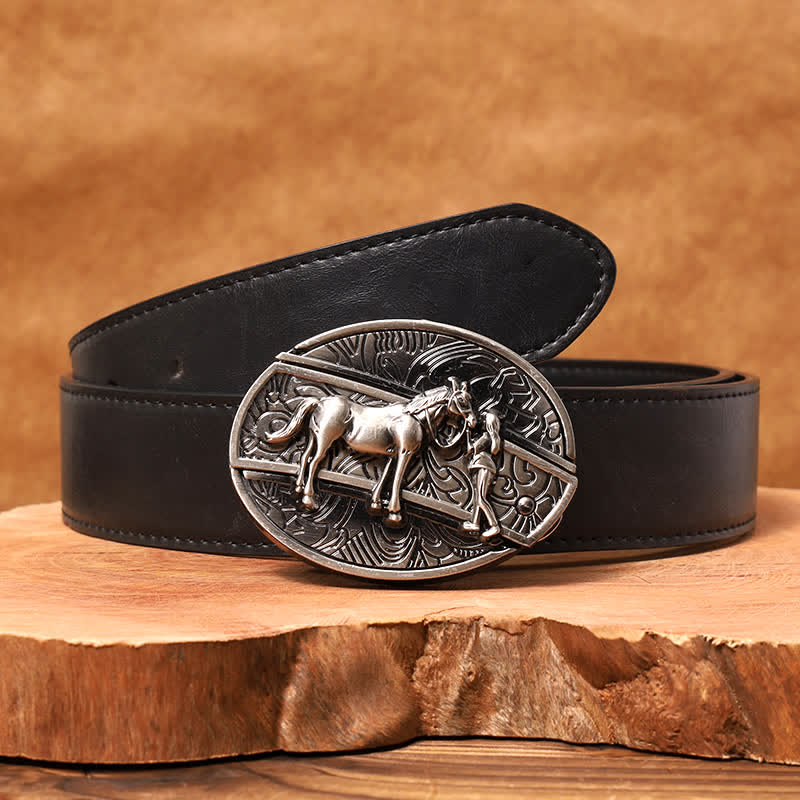 Herren DIY Cowgirl Verstecktes Klappmesser Ledergürtel - Cowgirl - Schwarzer PU-Gürtel - 42 - image 4