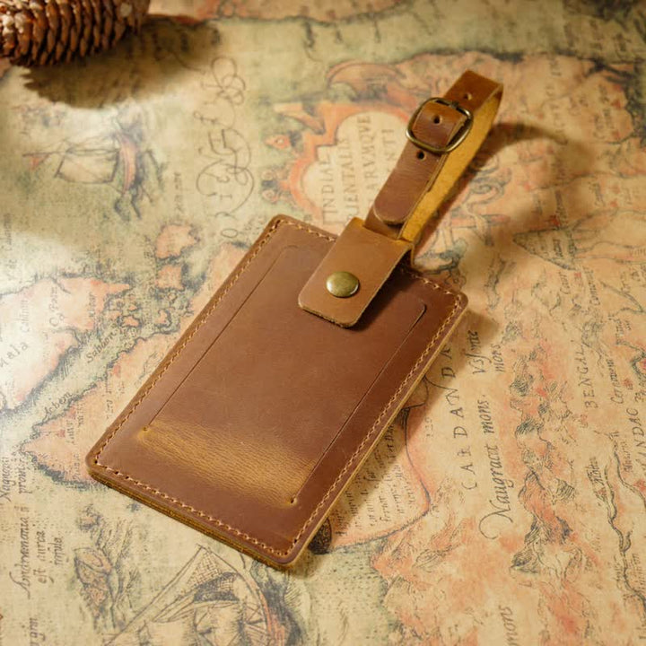 Reise-Gepäckanhänger aus Rindsleder, individueller Text, einseitig - Braun - image 2