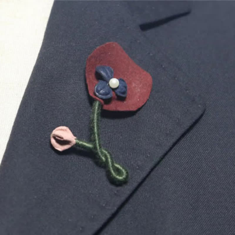Burgund &amp; Blau Hochzeit Original Design Blume Tuch Brosche