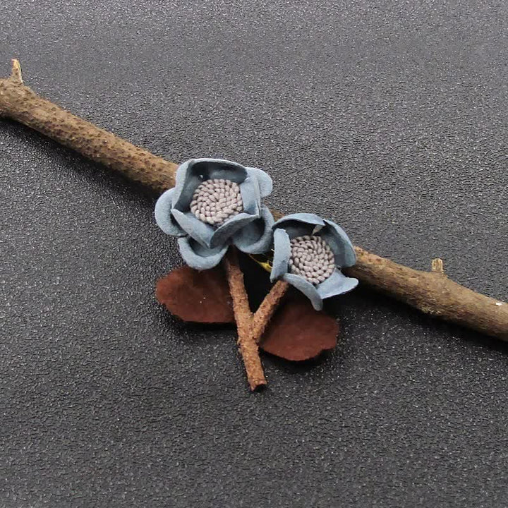 Hellblaue Hochzeit Original Design Doppelblumen Stoffbrosche