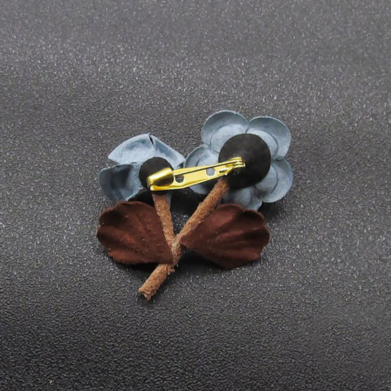 Hellblaue Hochzeit Original Design Doppelblumen Stoffbrosche