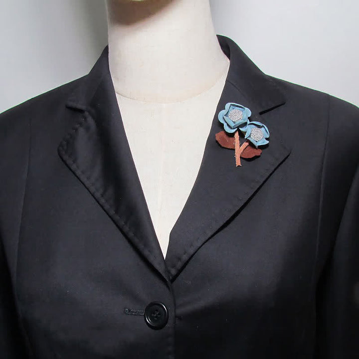 Hellblaue Hochzeit Original Design Doppelblumen Stoffbrosche