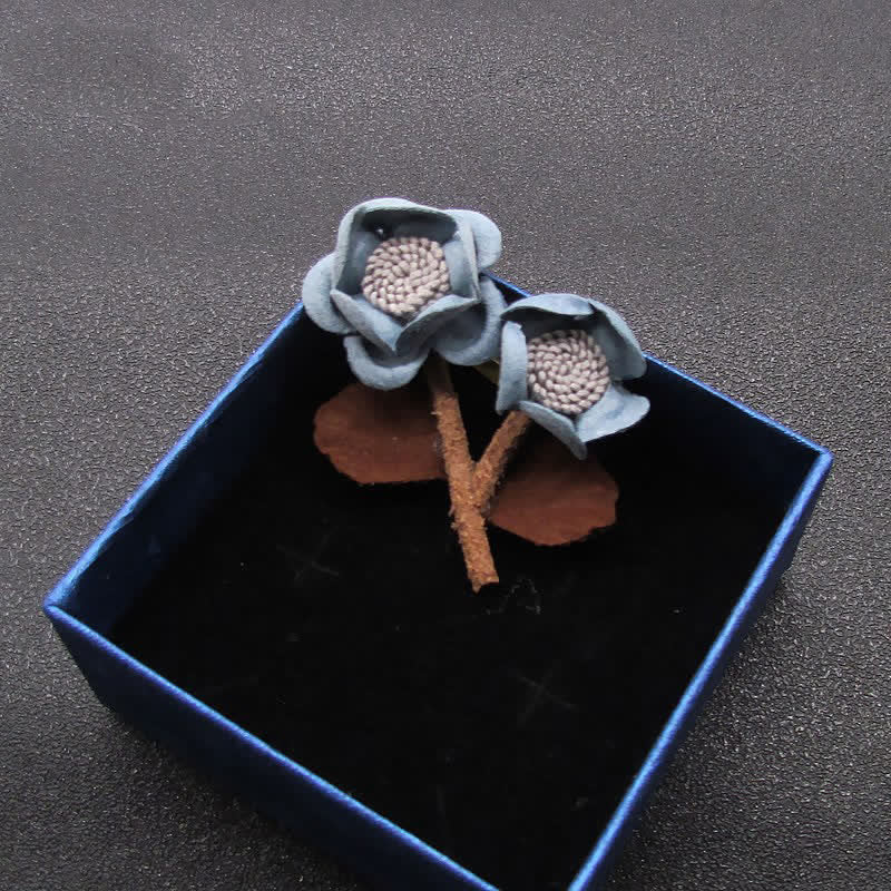 Hellblaue Hochzeit Original Design Doppelblumen Stoffbrosche