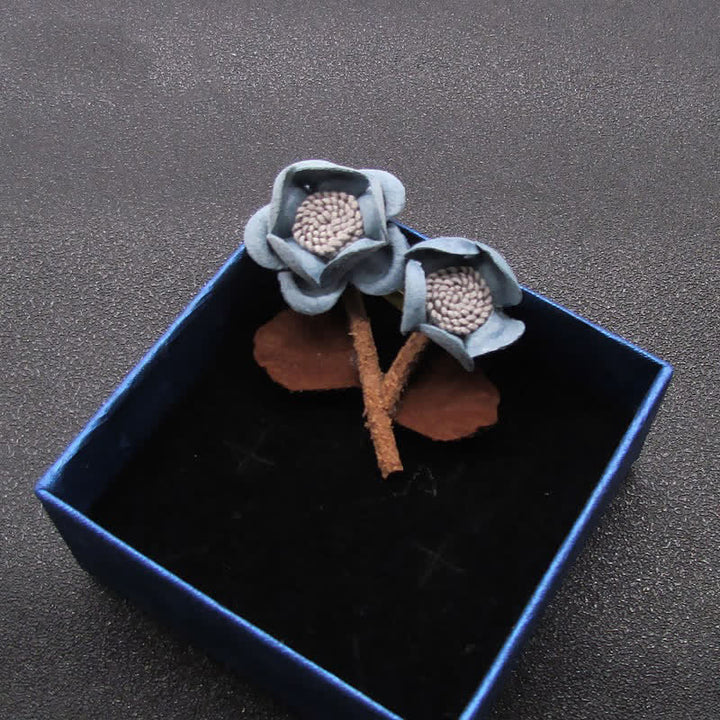Hellblaue Hochzeit Original Design Doppelblumen Stoffbrosche