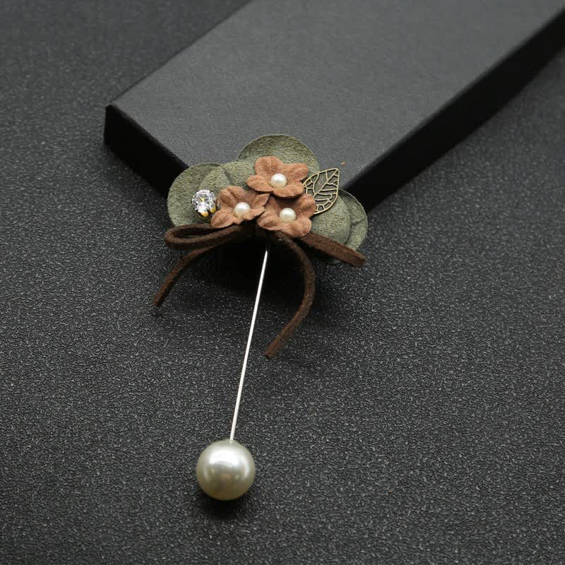 Dunkelgrüne Hochzeit Original Design Blume Tuch Brosche Anstecknadel