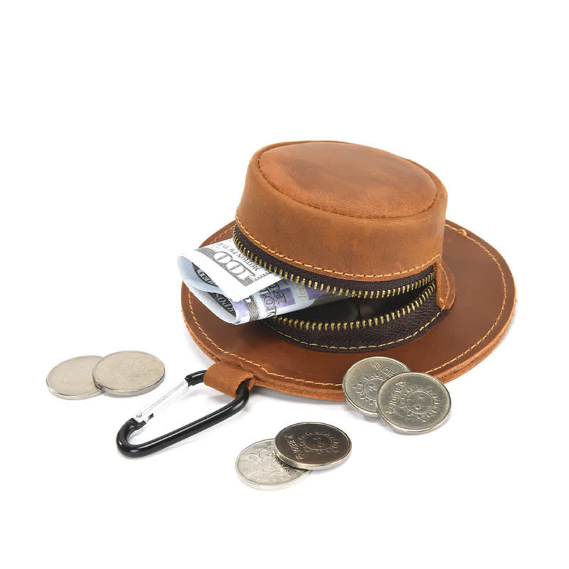 Western Cowboyhut Form Retro Münztasche aus Leder