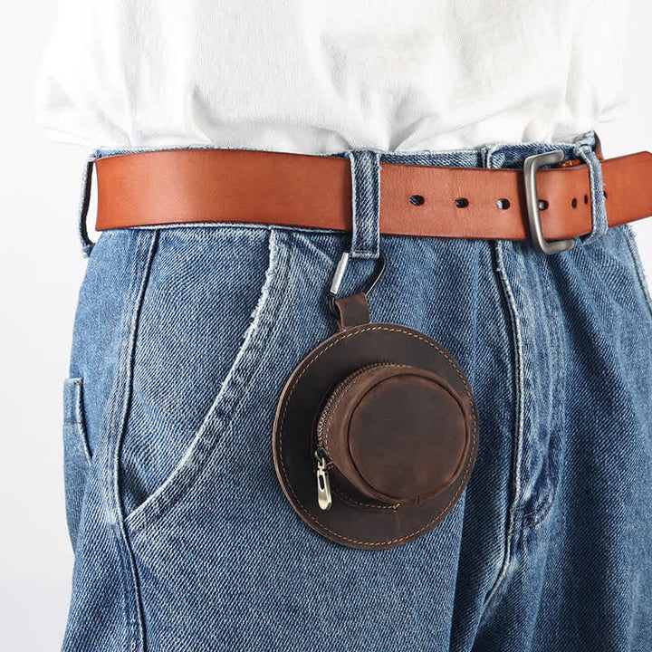 Western Cowboyhut Form Retro Münztasche aus Leder
