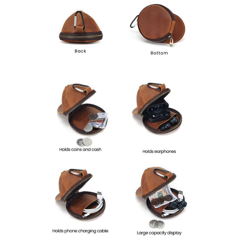Kreative Münztasche aus Leder in Baseballmützenform
