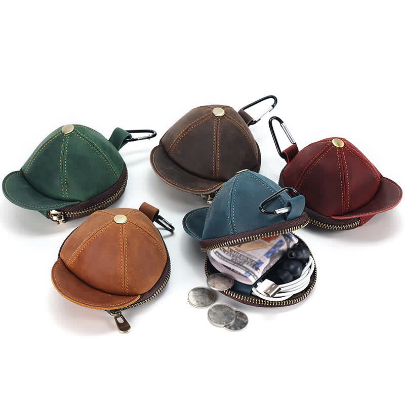 Kreative Münztasche aus Leder in Baseballmützenform