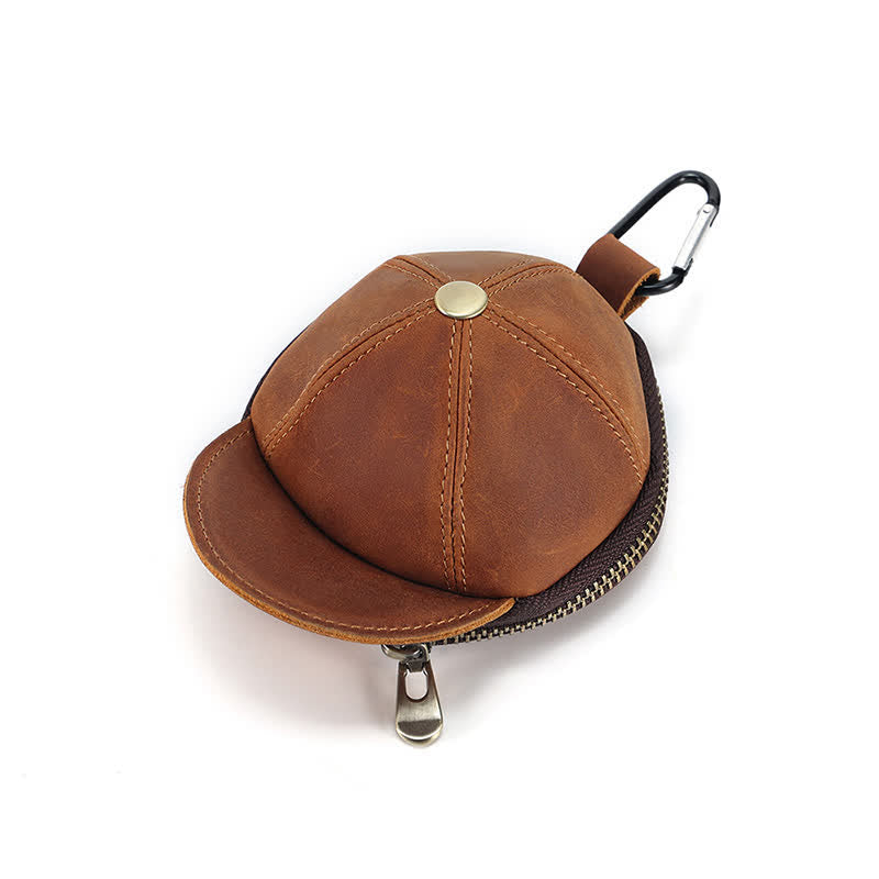 Kreative Münztasche aus Leder in Baseballmützenform - Braun - image 2
