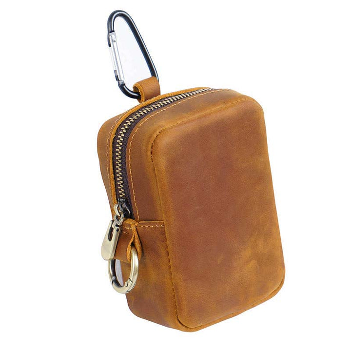 Cube Outdoor Zipper Coin Echtes Leder Mini Gürteltasche