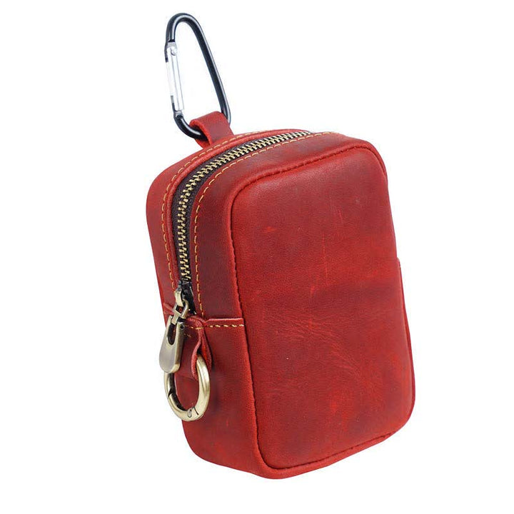 Cube Outdoor Zipper Coin Echtes Leder Mini Gürteltasche
