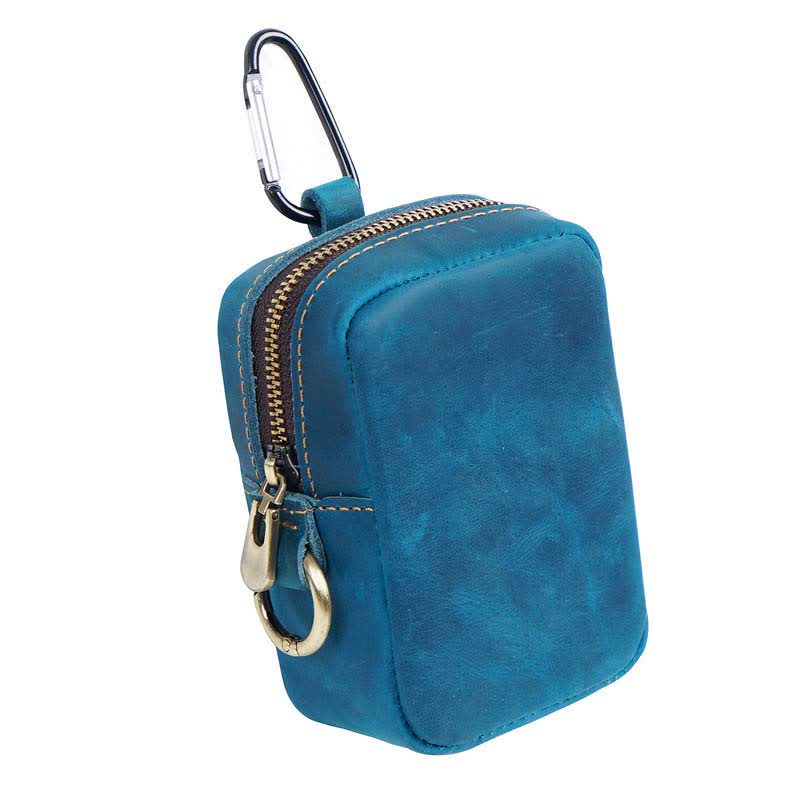 Cube Outdoor Zipper Coin Echtes Leder Mini Gürteltasche