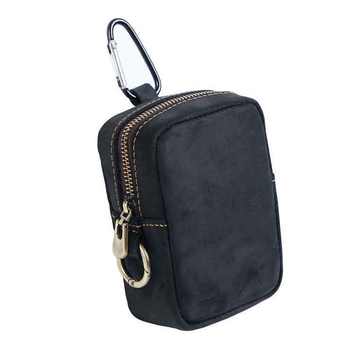 Cube Outdoor Zipper Coin Echtes Leder Mini Gürteltasche
