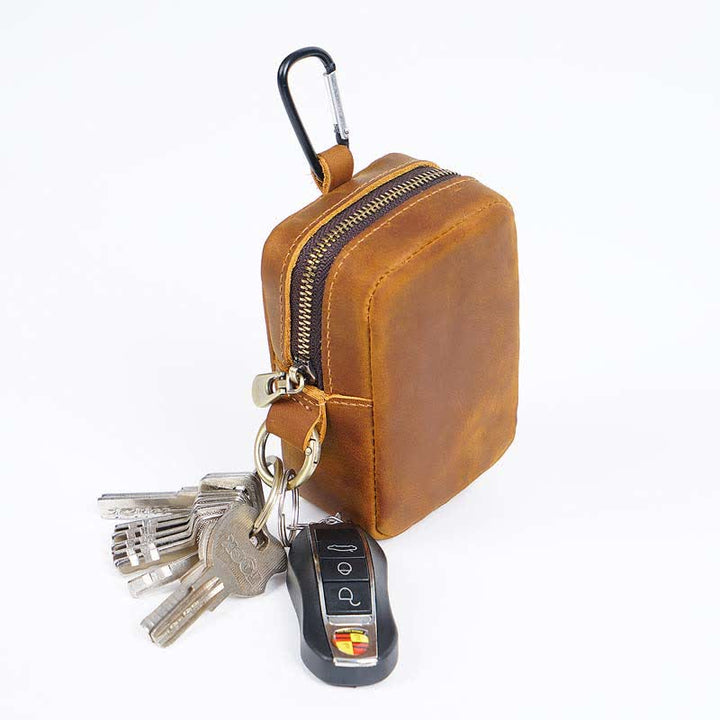 Cube Outdoor Zipper Coin Echtes Leder Mini Gürteltasche