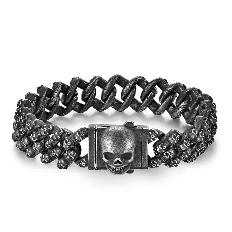 Charm Gothic Punk Biker Totenkopf Silber Armband