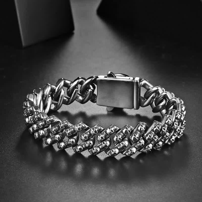 Charm Gothic Punk Biker Totenkopf Silber Armband