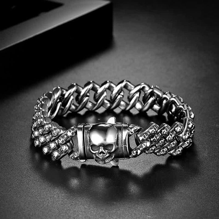 Charm Gothic Punk Biker Totenkopf Silber Armband