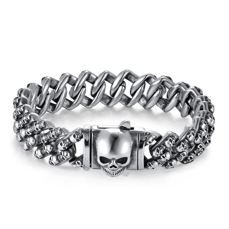 Charm Gothic Punk Biker Totenkopf Silber Armband