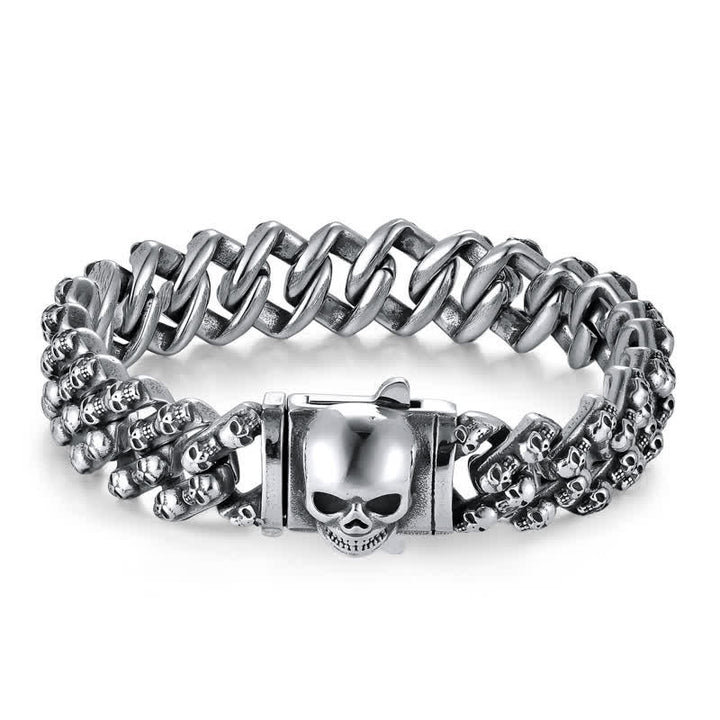 Charm Gothic Punk Biker Totenkopf Silber Armband