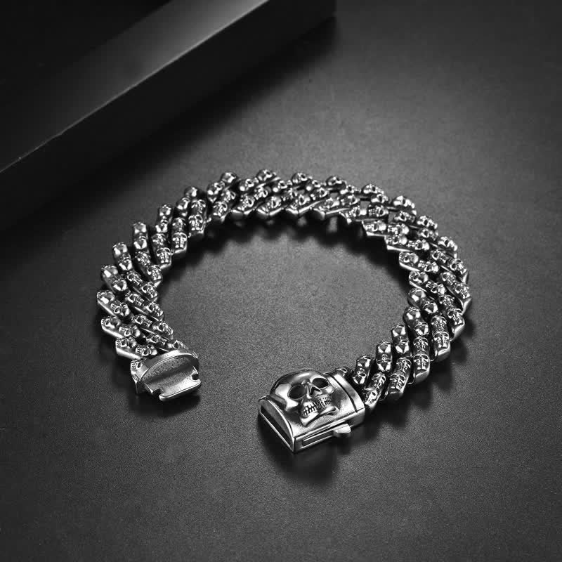 Charm Gothic Punk Biker Totenkopf Silber Armband