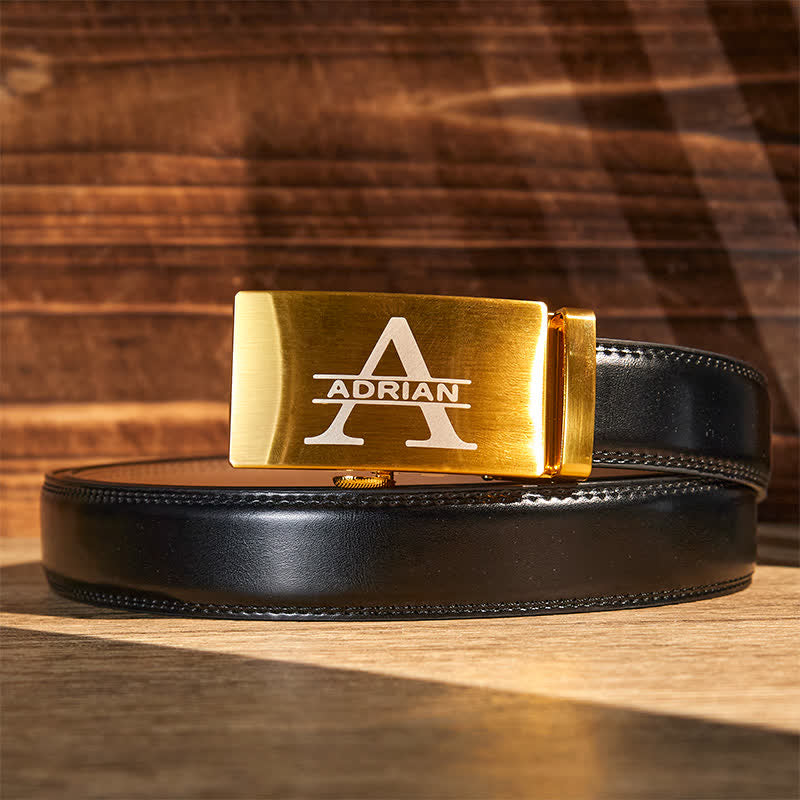 Goldfarbene, personalisierte Geschenkidee, individueller DIY-Ledergürtel mit automatischer Schnalle - image 1