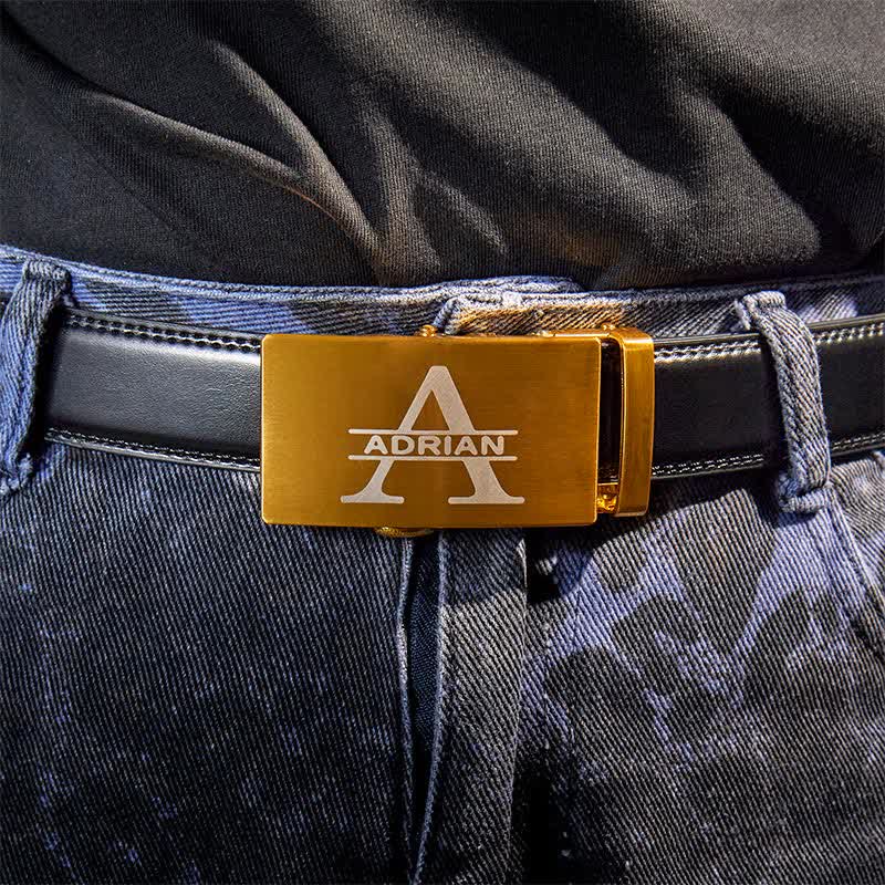 Goldfarbene, personalisierte Geschenkidee, individueller DIY-Ledergürtel mit automatischer Schnalle - image 2