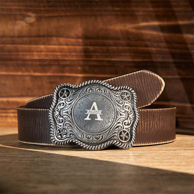 Benutzerdefinierter Monogrammname DIY geschnitzter Westernschnallen-Ledergürtel