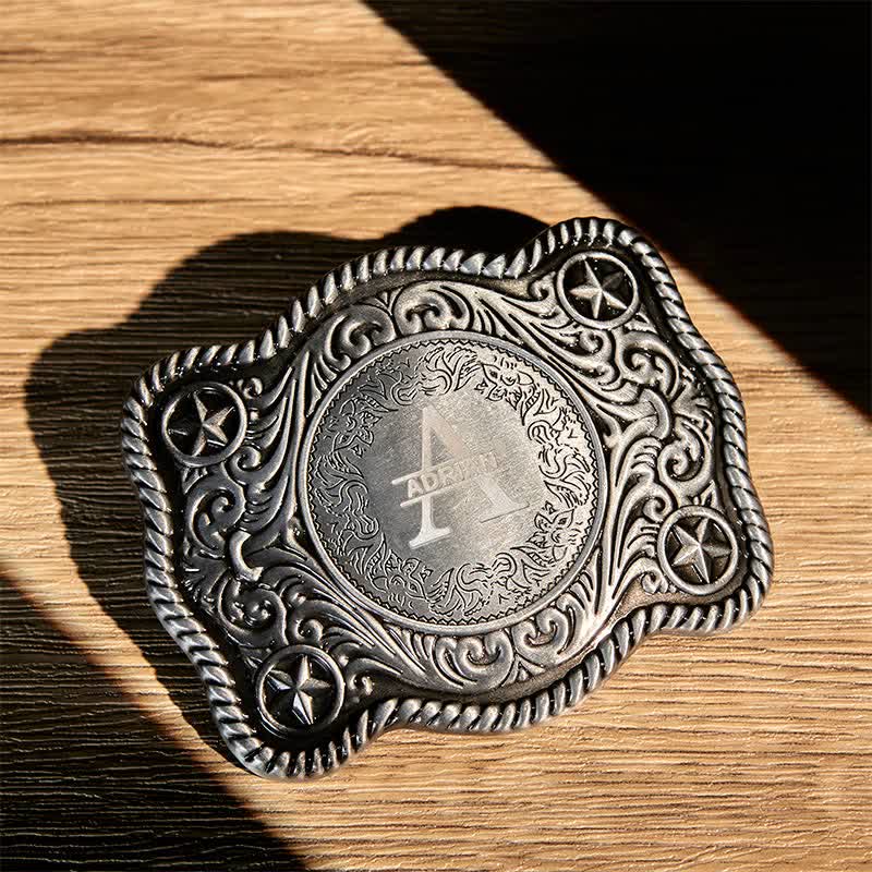 Benutzerdefinierter Monogrammname DIY geschnitzter Westernschnallen-Ledergürtel