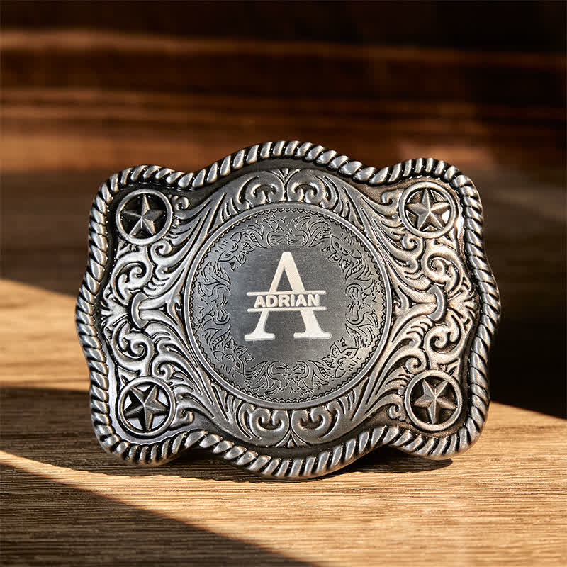 Benutzerdefinierter Monogrammname DIY geschnitzter Westernschnallen-Ledergürtel
