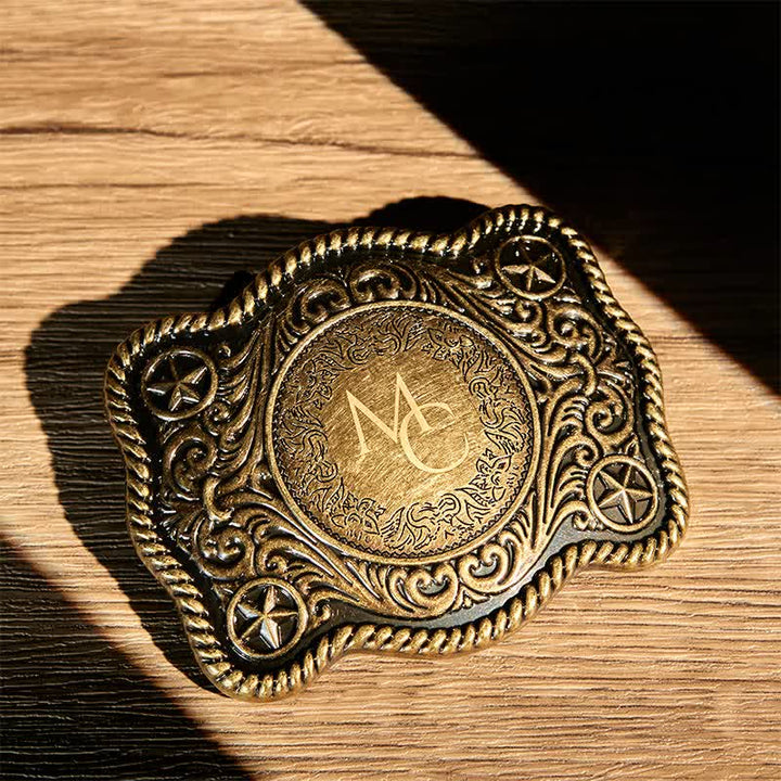 Benutzerdefinierter Monogrammname DIY geschnitzter Westernschnallen-Ledergürtel